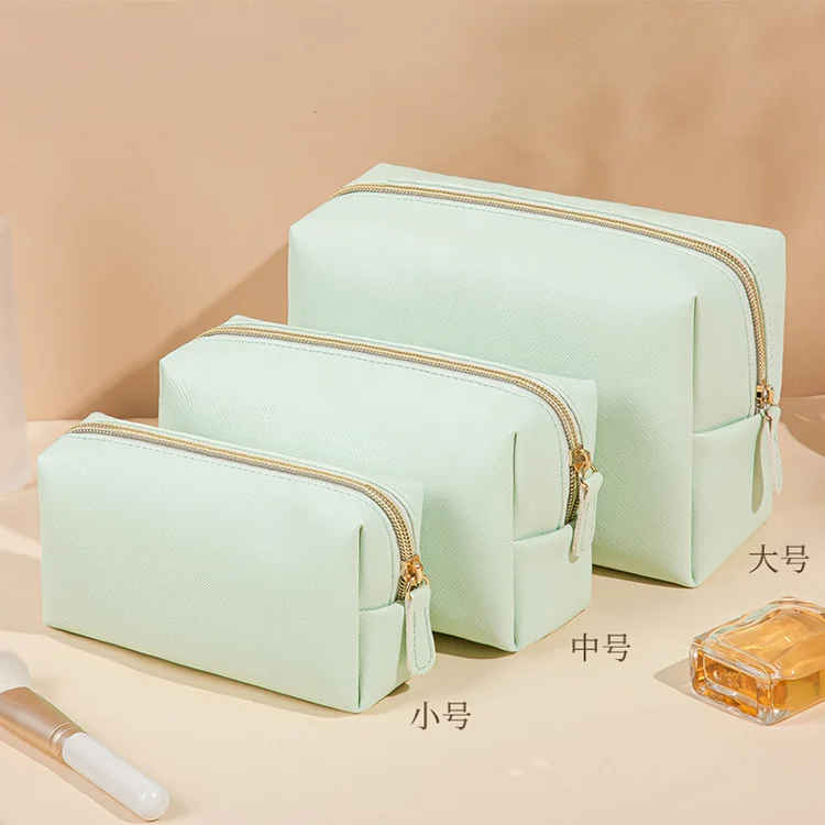 fashion small cute custom private label litchi PU leather organizer women pink cosmetic pouch makeup bags travel bag