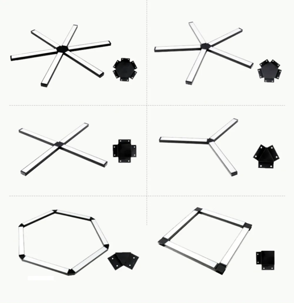 Custom multiple combination linkable led linear light ceiling shop lamp multiple shapes hanging office lights 4ft 40W 8ft 80W