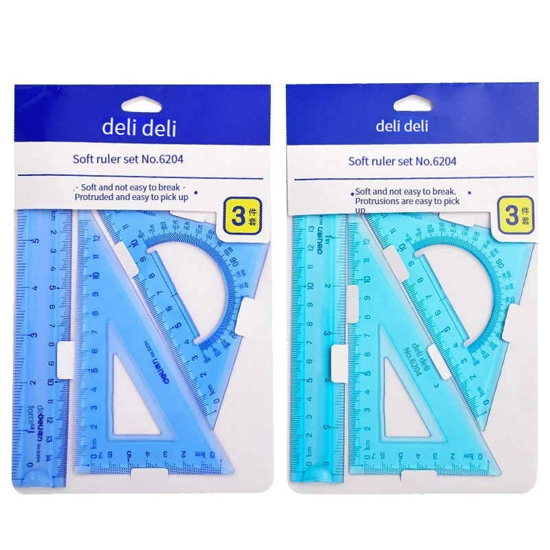 Deli 6208 high quality stationery elementary school students with a set ruler ruler triangular ruler protractor
