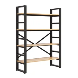 Open Adjustable Vintage Industrial Wood And Metal Bookshelf Home Bookcase