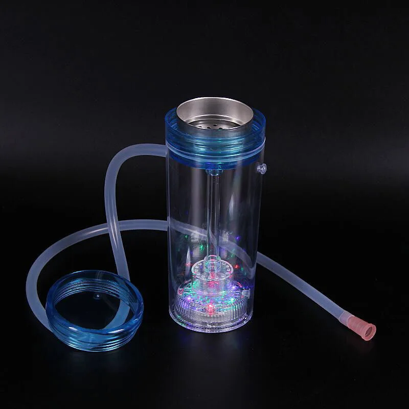 Wholesale Custom Plastic acrylic Hookah Travel LED Light Car Shisha Portable Hookah Cup Shisha Plastic Chicha