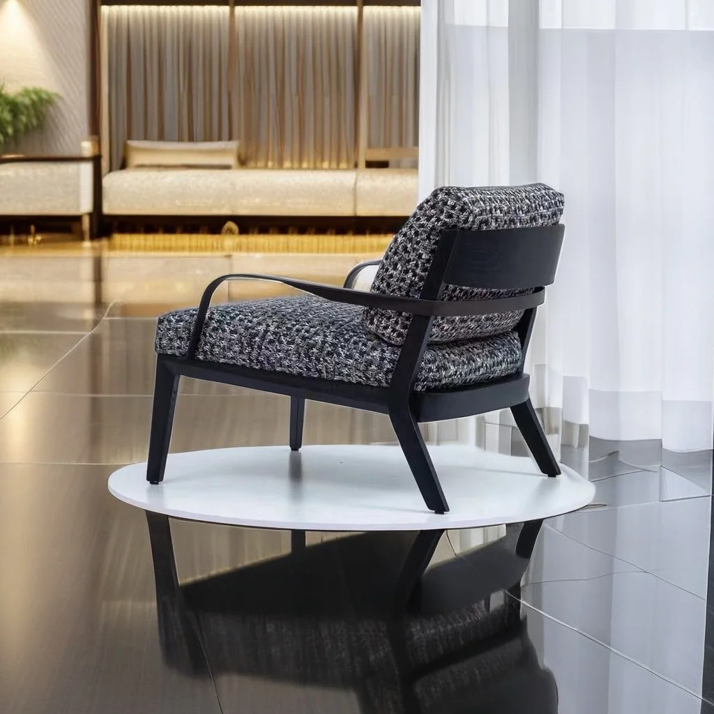 Italian Minimalist Carbon Steel Linen Single Person Sofa Chair Designer Leisure Armchair Home Furniture Living Room Hotel Club