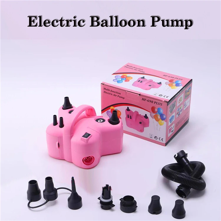 New Portable Dual Nozzle Inflator Small Blower Helium Hand Machine Air Electric Double Nozzle Balloon Pump for Party Decoration