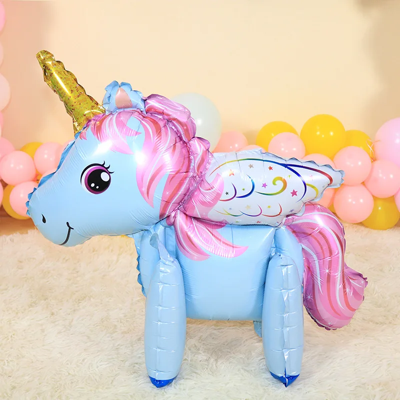 Wholesale New 3D Rainbow Horse Unicorn Aluminum Film Balloon Cartoon Shape Unicorn Foil Birthday Decoration Balloon