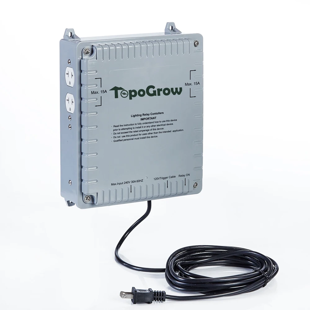 4000W 4-Light HID Master Lighting Relay Controller with 120V Trigger Cords for Hydroponics Indoor Grow Lighting