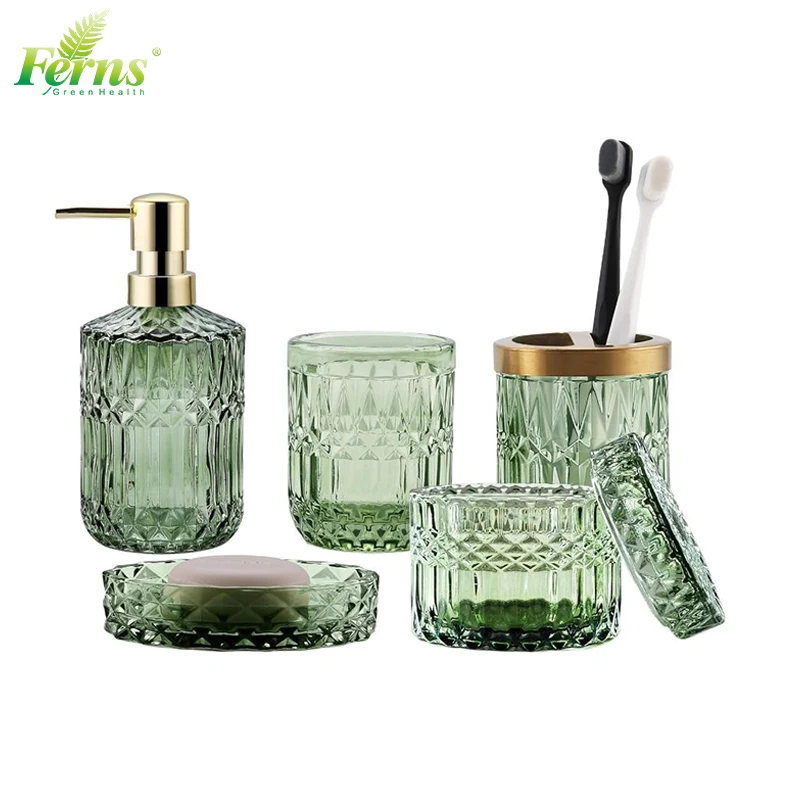 Luxury Bathroom Decor  Bathroom Accessory Set 5 Piece High Quality Plastic Bathroom Accessories Set