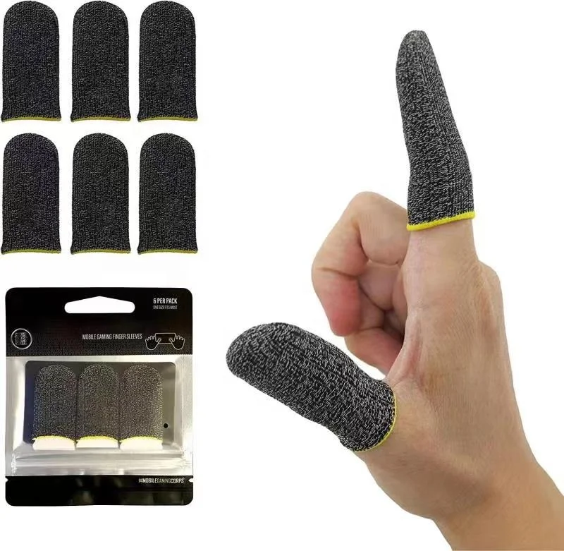 Breathable wasp feeler Sweat-proof Touch Screen Thumbs Finger Sleeve for Pubg Mobile Phone Game Gaming silver fiber sleeves