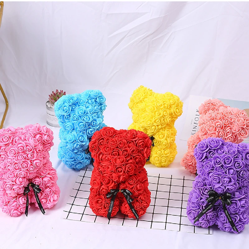 Custom handmade Bear Rose Lovely Teddy Bear Rose Decoration Flower Hot 25cm  Rose Bear For Valentine Gift