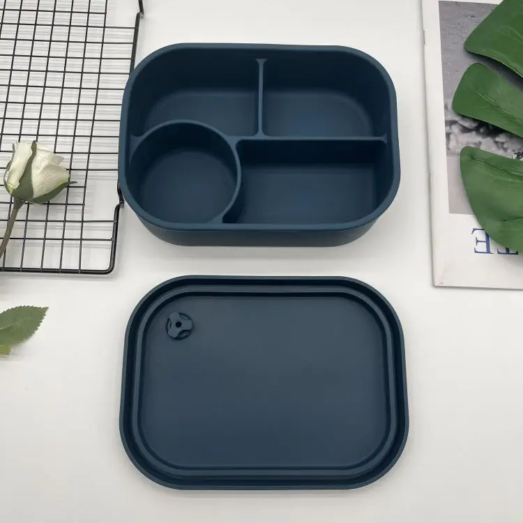 OEM ODM New Food-grade Silicone Lunch Box Wholesale Microwave Heating Fresh Storage Box Compartment Sealed Bento Lunch Box