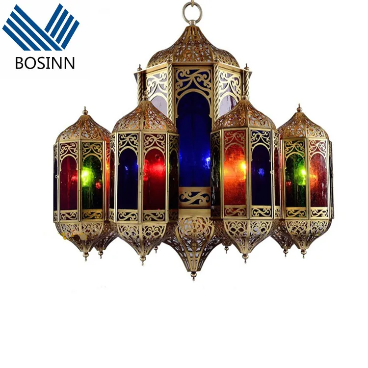 Arabic Chandelier Church Lighting Magel Pendant Lamp Mosque Headlight Muslim Style Ceiling Lights Copper Lantern