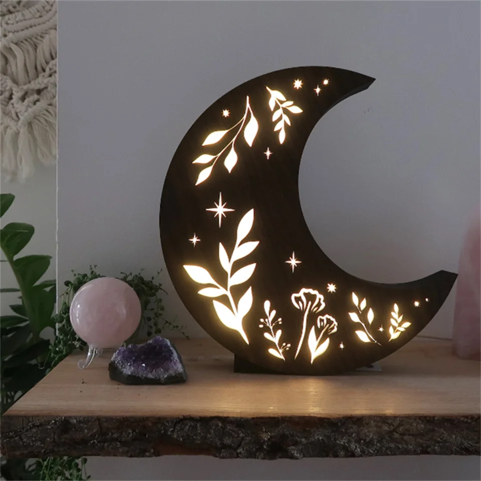 Wooden Moon lamp Moon Night Light Celestial Lamp star christmas wood light for gift