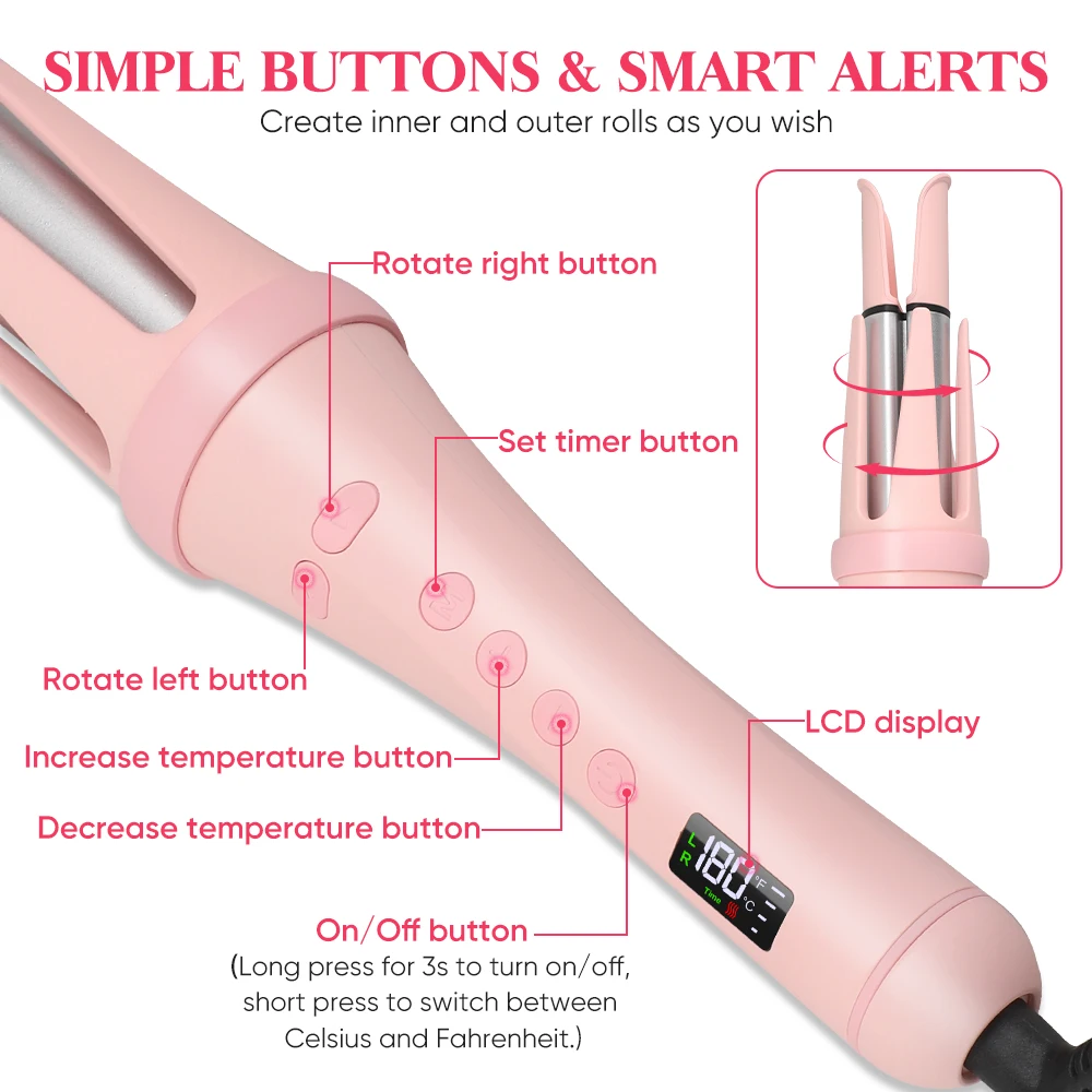 Professional Ceramic Electric Curler Machine Custom Wand Rotating Automatic Hair Curler Curling Iron