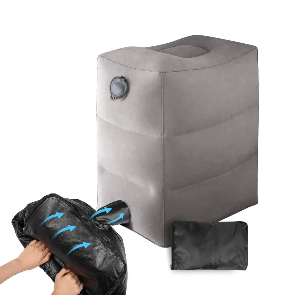 Wholesale For amazon New Airplane Travel Leg Rest Inflatable Foot Rest Pillow With Dust Cover