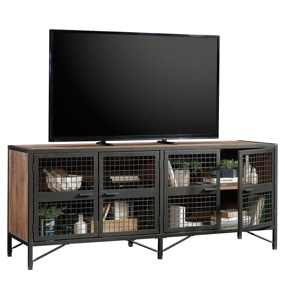 NNBHY Wholesale Modern TV Stand Design Media Console Corner Table TV Stand Cabinet with 2 Steel Mesh Doors