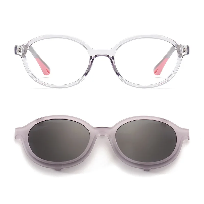 DM5359 New Arrivals Retro Oval Kids Blue Light Blocking Glasses Frame Polarized Clip on Sunglasses Shades