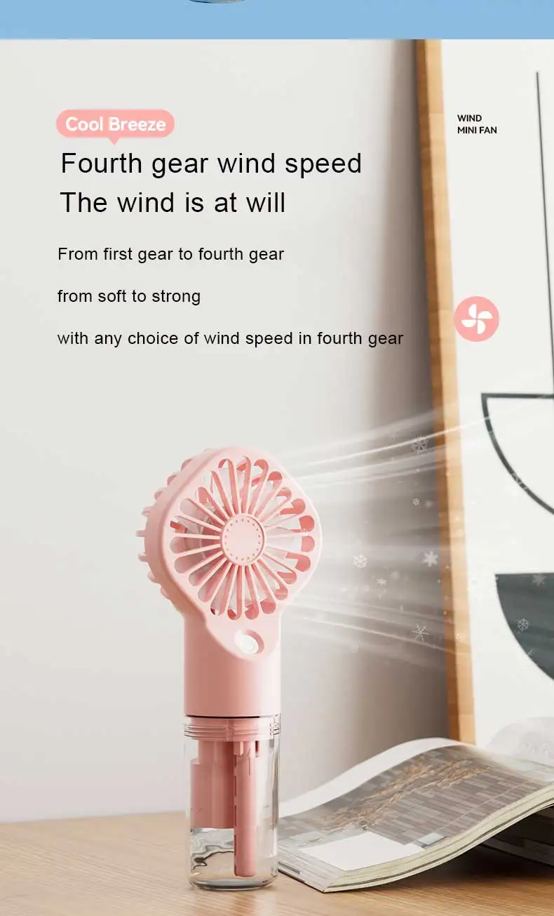 Hot Sale Hand Held Usb Rechargeable Water Portable Mist Fan With Spray
