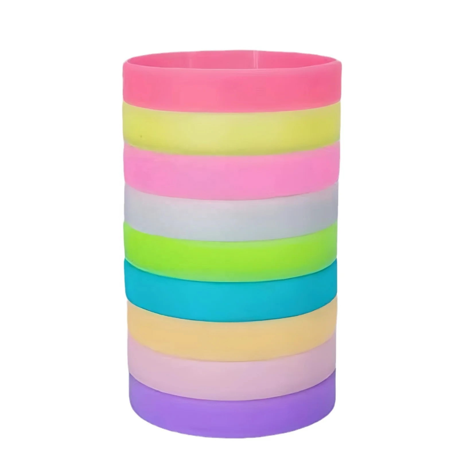 6PCS Rubber Silicone Bracelets Solid Color Silicone Colored Wristbands Bulk Colored Rubber Silicone Bracelets