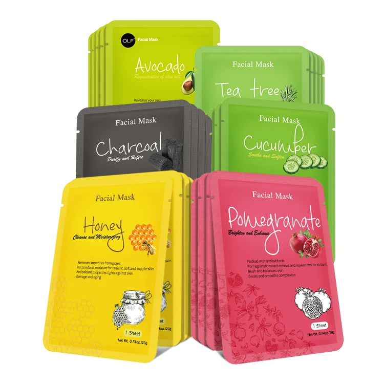 Natrual Organic Brightening Hydrating Sheet Facial Mask Wholesale OEM Skin Care Oil Control Vitamin C Collagen Fruit Face Mask