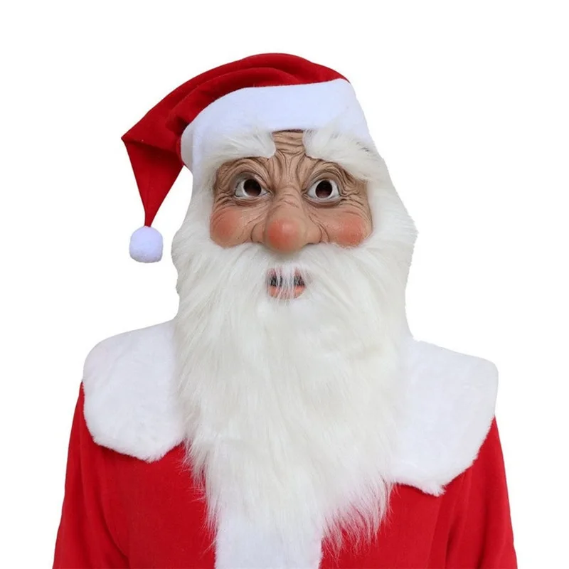 Halloween smoking granny mask realistic latex hood cosplay santa grandpa wig mask