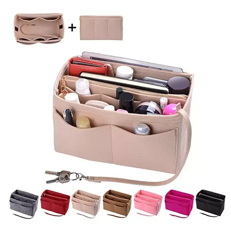 Brand Make up Organizer Felt Insert Bag For Handbag Travel Inner Purse Portable Cosmetic Bags Fit Various Brand Bags