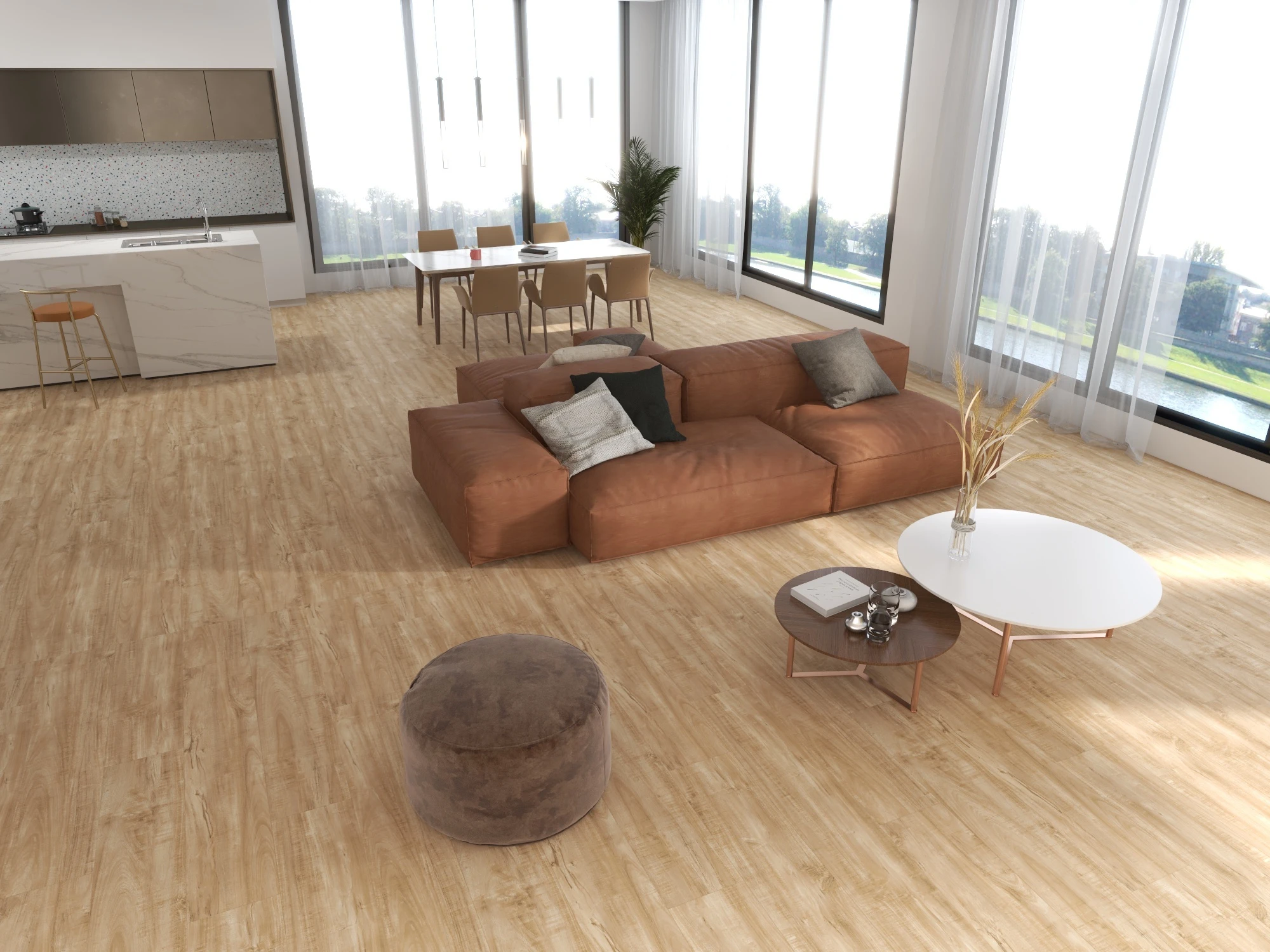 УФ-покрытие EIR с глубоким тиснением и жестким покрытием виниловая доска из ПВХ напольная плитка