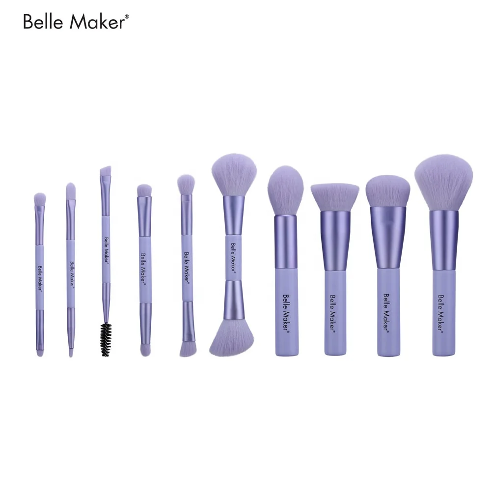 
Миндальное печенье довольно кисти для макияжа 10 шт милый набор кистей для фиолетового цвета конфеты изготовленным на заказ логосом с двумя концами для растушевки теней кисть 