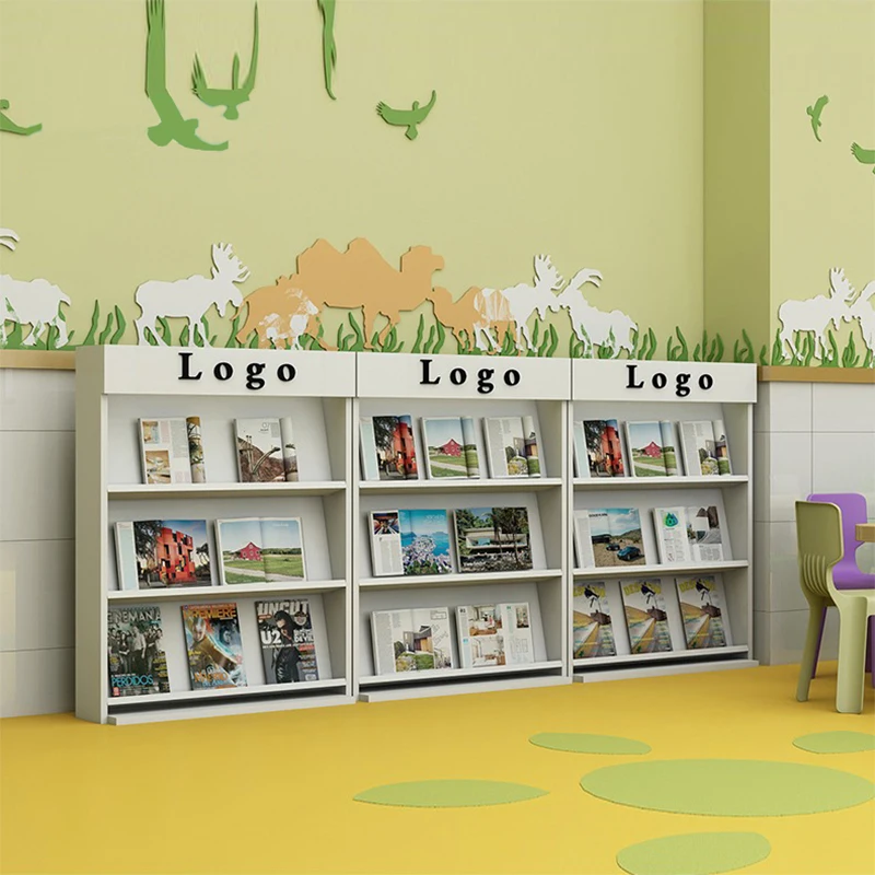 Floor type magazine and newspaper rack 3 layers drawing display office information folder