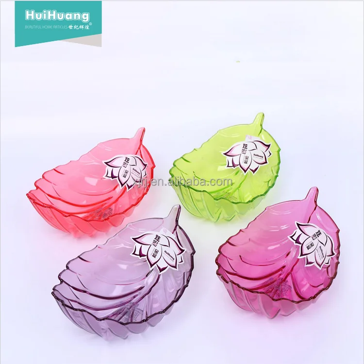 factory direct sale decorative leaf shape plastic AS clear salad bowl restaurant plates and bowl plastic plates and bowls