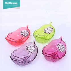 factory direct sale decorative leaf shape plastic AS clear salad bowl restaurant plates and bowl plastic plates and bowls