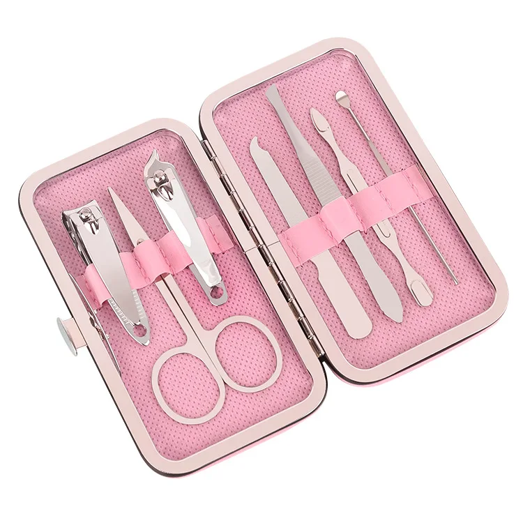 2023 Selling 7 Luxury Stainless Steel Nail Clippers Supported Trademark Custom Nail Pedicure Set, Leather Box