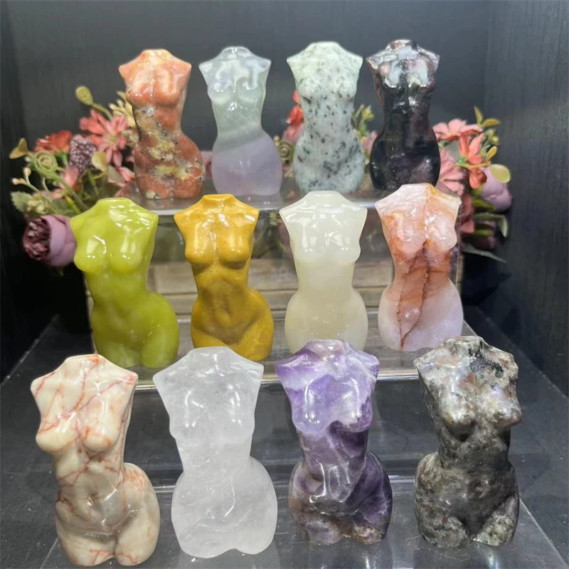 Wholesale healing crystals carvings natural crystal lady body crystal models for healing