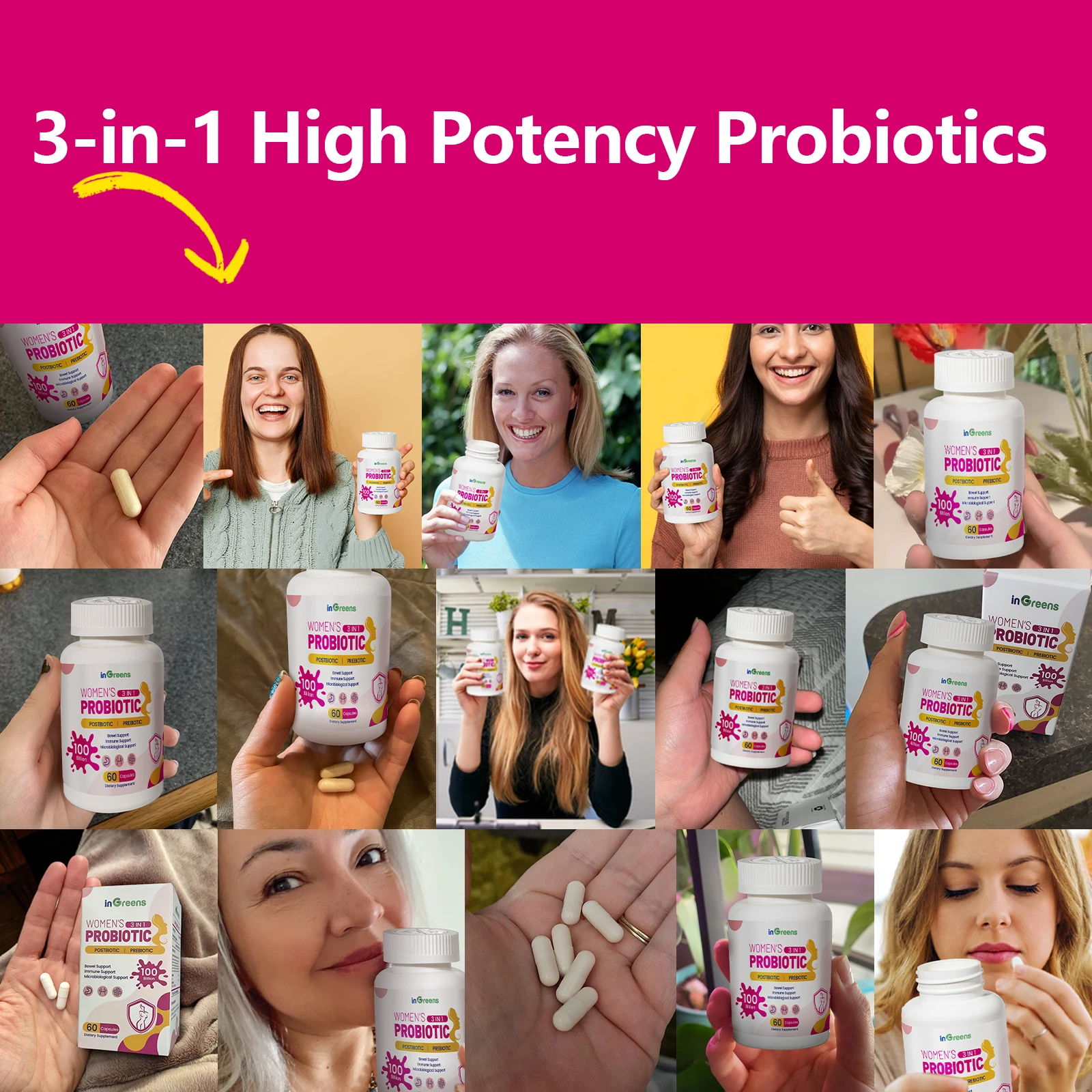 Private Label Natural Supplement Probiotic for Woman in Capsules Supplements with Probiotic