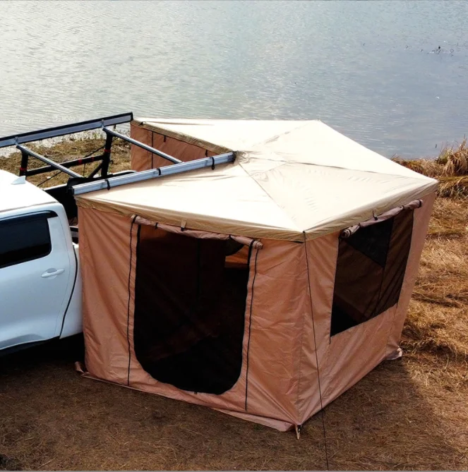 Outdoor Camping  Car Side Awning Tent Retractable Sun Shelter Fan-Shaped Self driving Car Tent With Annex