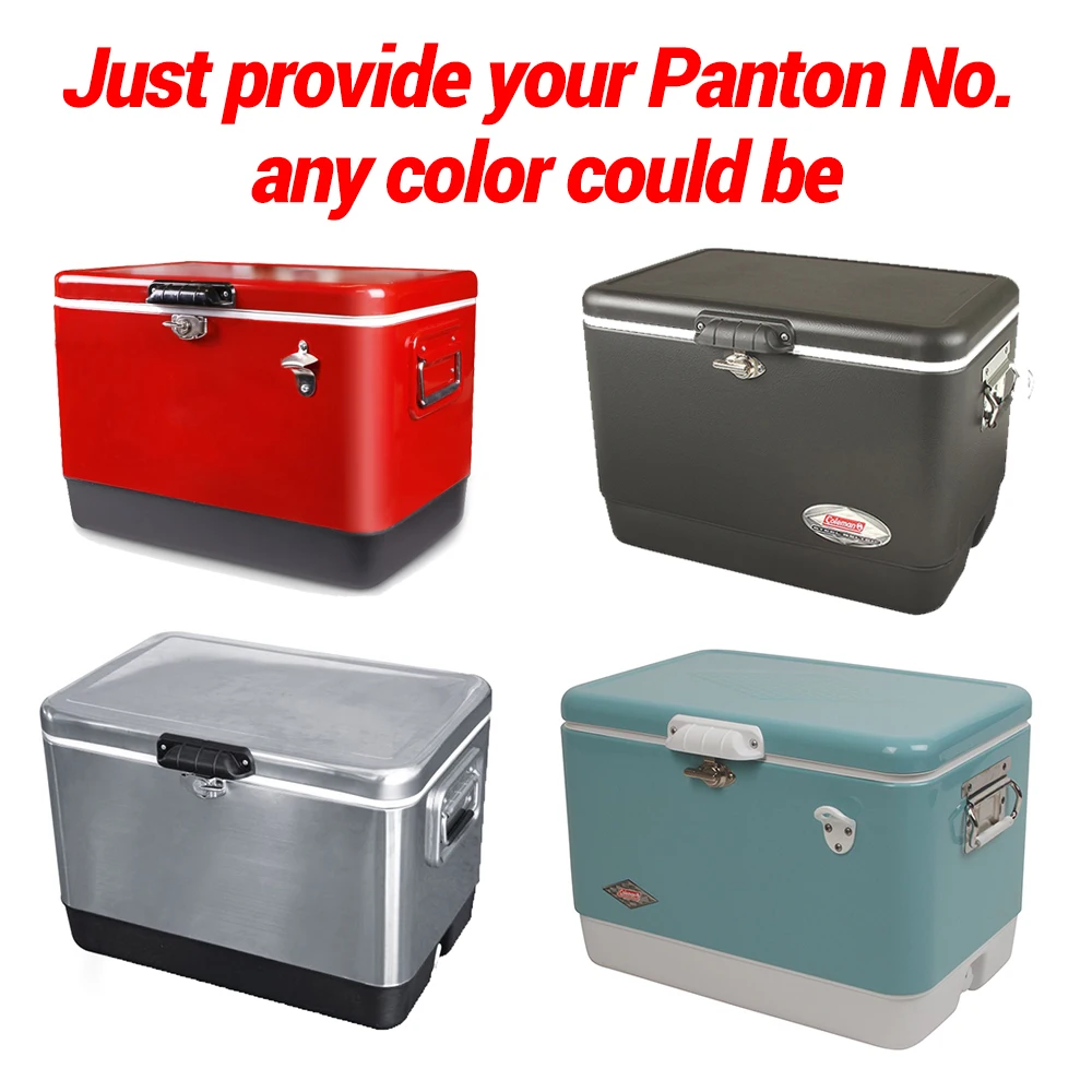 Stainless Steel 54l Large outdoor Metal Cooler Ice Box Coolers Portable Outdoor retro cooler Box For Picnic