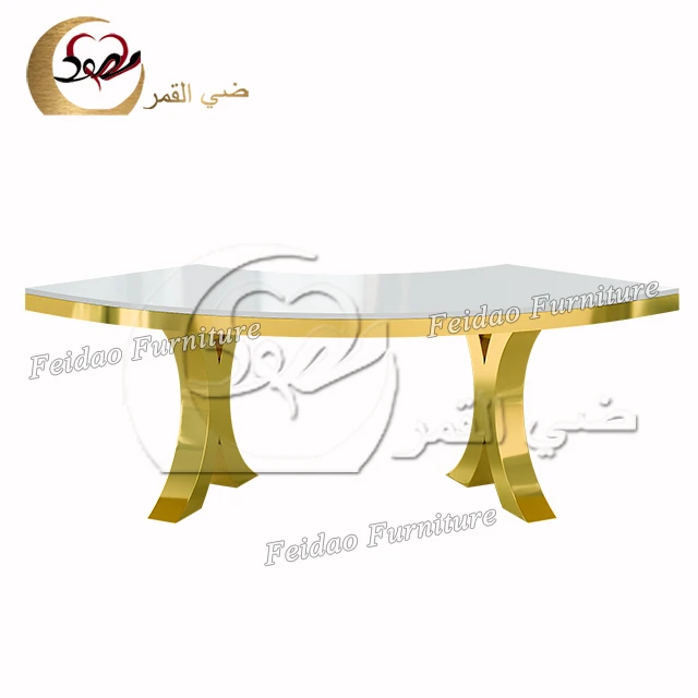 Dining Restaurant S Shape Glass Top Circle Shape Luxury Wedding Table