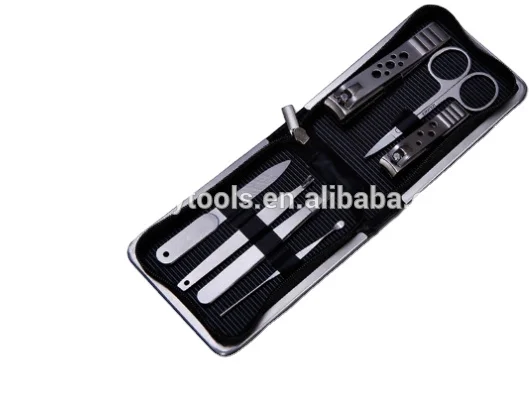 Customized manufacturing stainless steel 7pcs manicure pedicure nail care clippers tool set in folding case