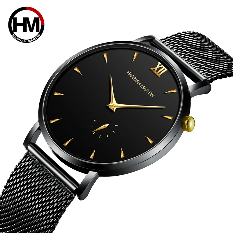 Hannah Martin Watch Factory New Design Custom Japan Quartz Stainless Steel Back Water Resistant waterproof Wrist Watch for Men