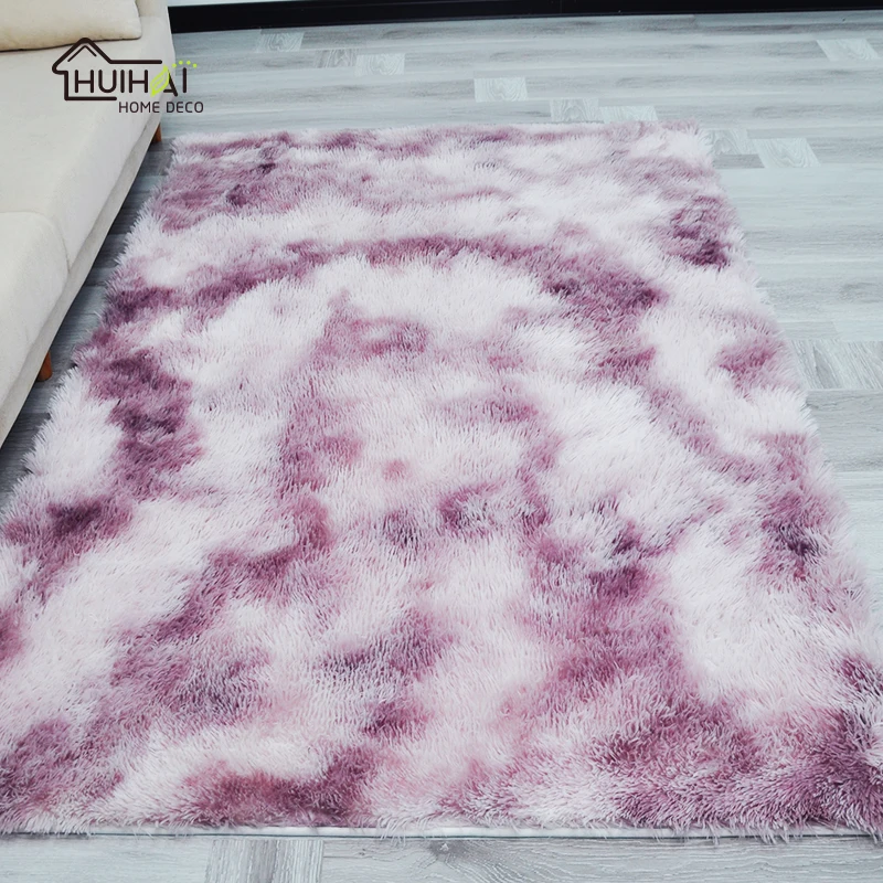 New trends tie-dyed comfortable warm super soft tapis Nordic 100% polyester long pile fur rugs modern home decor shaggy carpets
