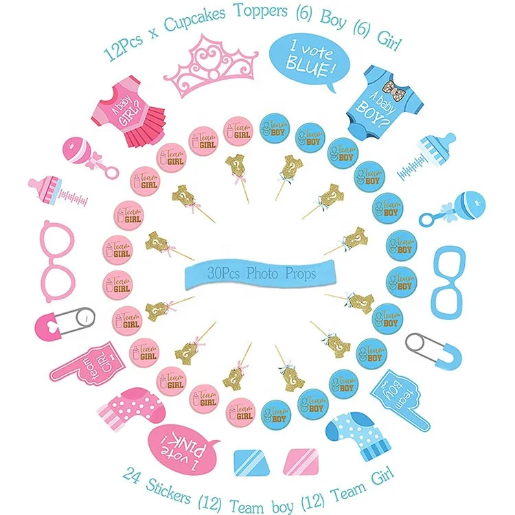 RUI YI Boy Or Girl Baby Shower Decoration Confetti Gender Reveal Party Supplies Kit