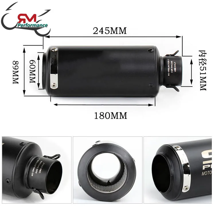 51mm/60mm Motorcycle Pipe Escape Exhaust SCs Muffler GP-project Universal Pitbike Racing Muffler