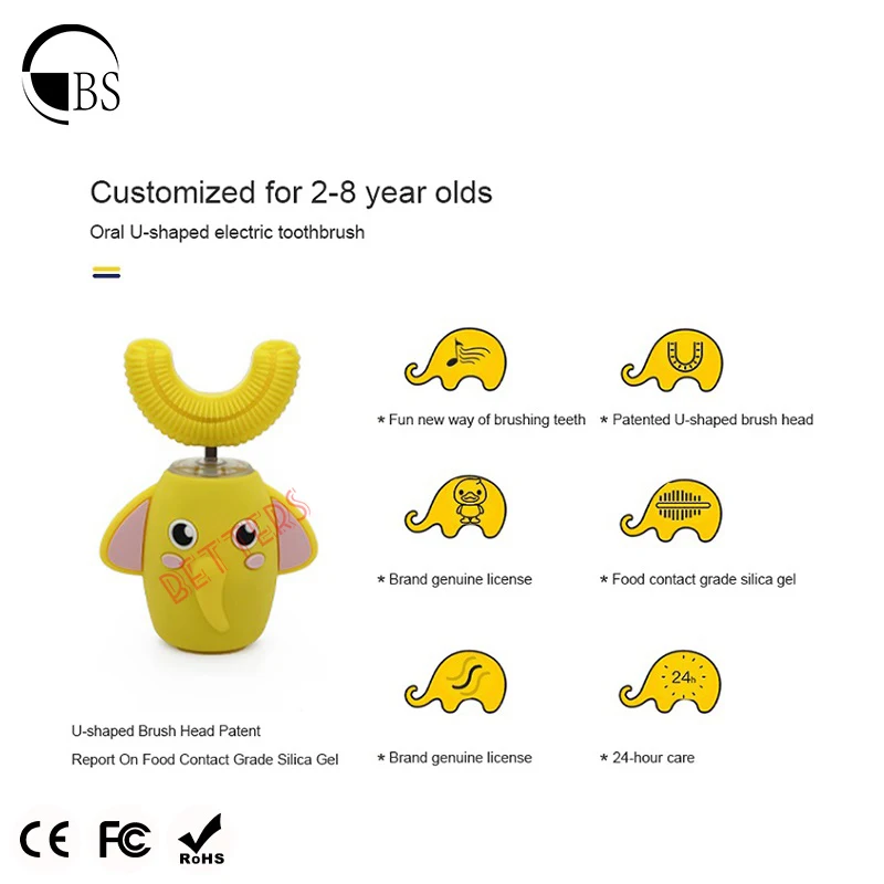 Оптовая продажа, портативная электрическая зубная щетка u-образной формы с зарядным стерилизатором для детей