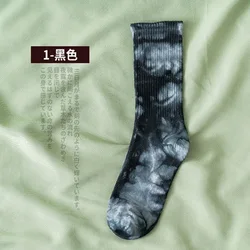 YL  Men And Women Fashion Sports High Tube Skateboard Unisex Colorful Tie-Dyed Custom Tennis Tie Dye Socks