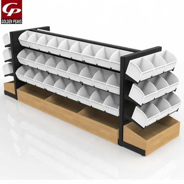 Custom Size Design Material Shelves Supermarket gondola Candy shelf display rack Shelving Supermarket Wood Snack Shelves 03