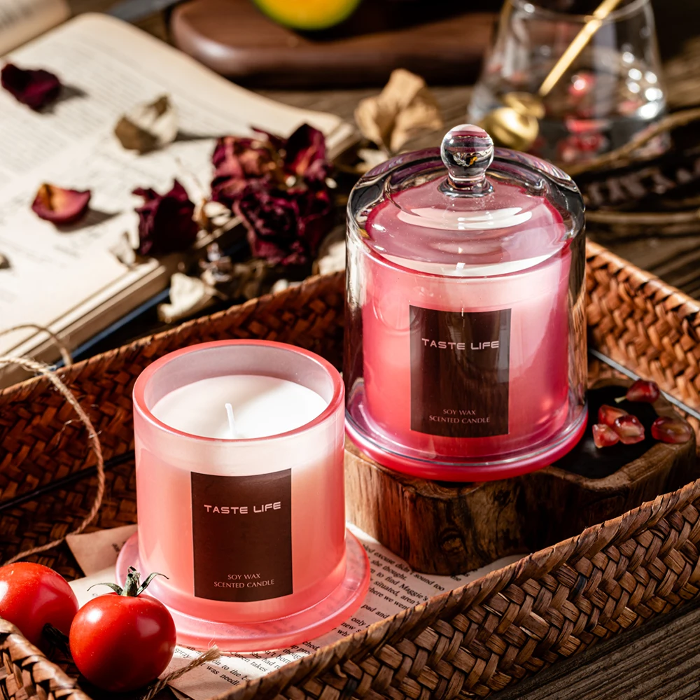 Handmade Custom Soy Wax Candles Glass Cover Smokeless Scented Candle Luxury For Weddings Decoration