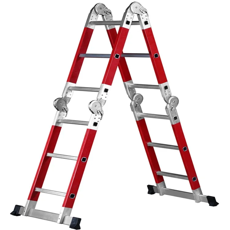 4 x 3 Fiberglass multi-function ladder 3.7 m big  joint folding step ladder multi-purpose straight FRP ladder