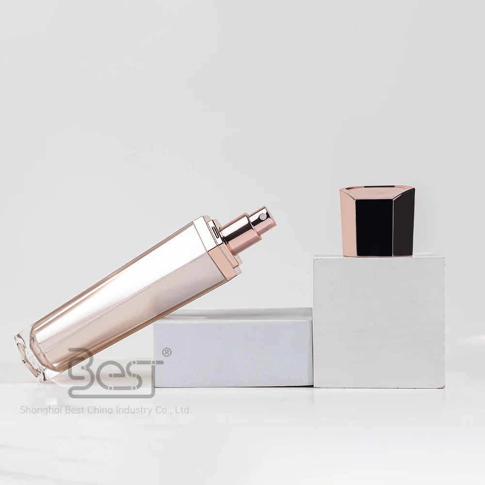 cosmetic body oil acrylic bottle rose gold cosmetic packaging for lotion