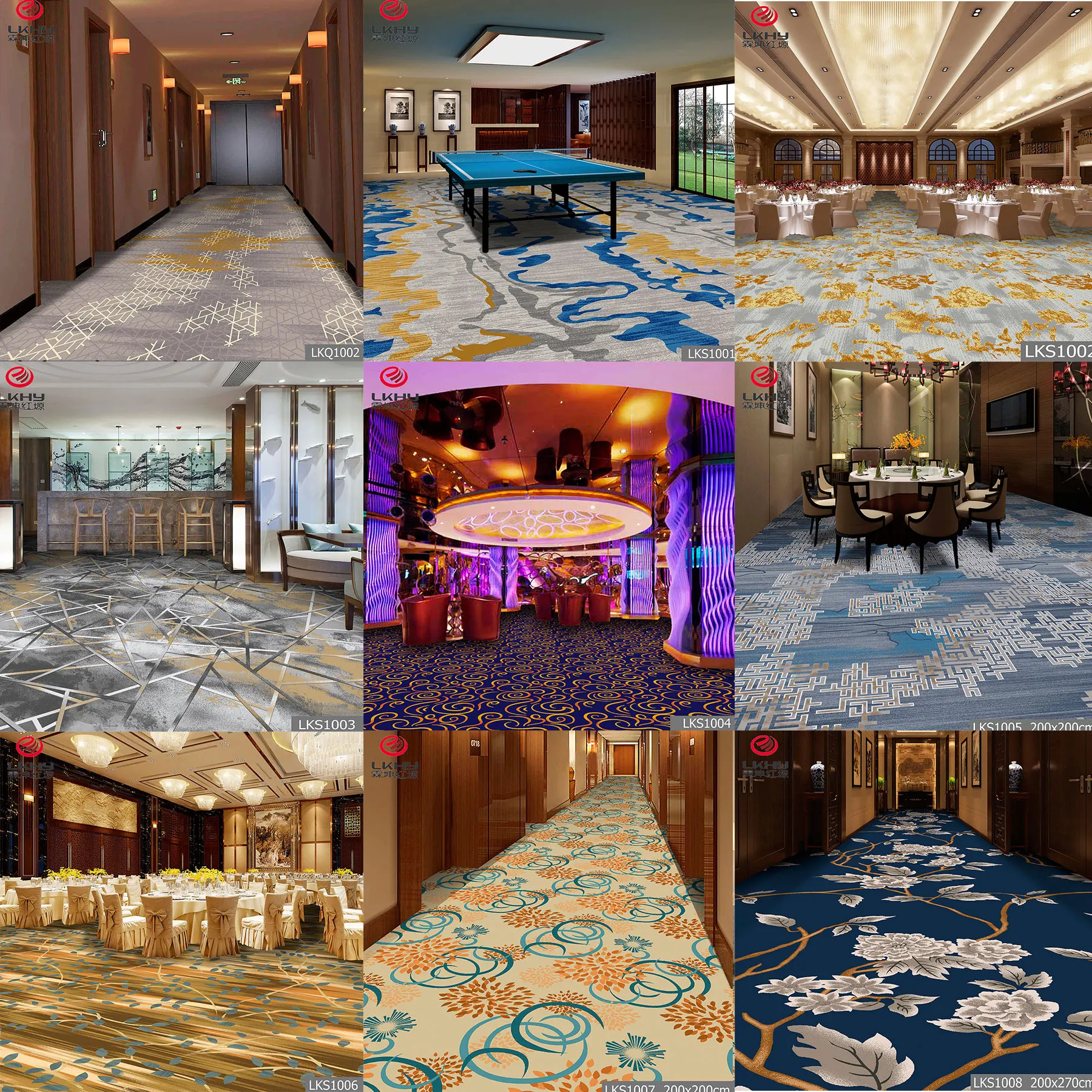 Floor Hotel Carpets Soft and Comfortable Printing Restaurant Loop Pile Wall to Wall PP Carpet Floor