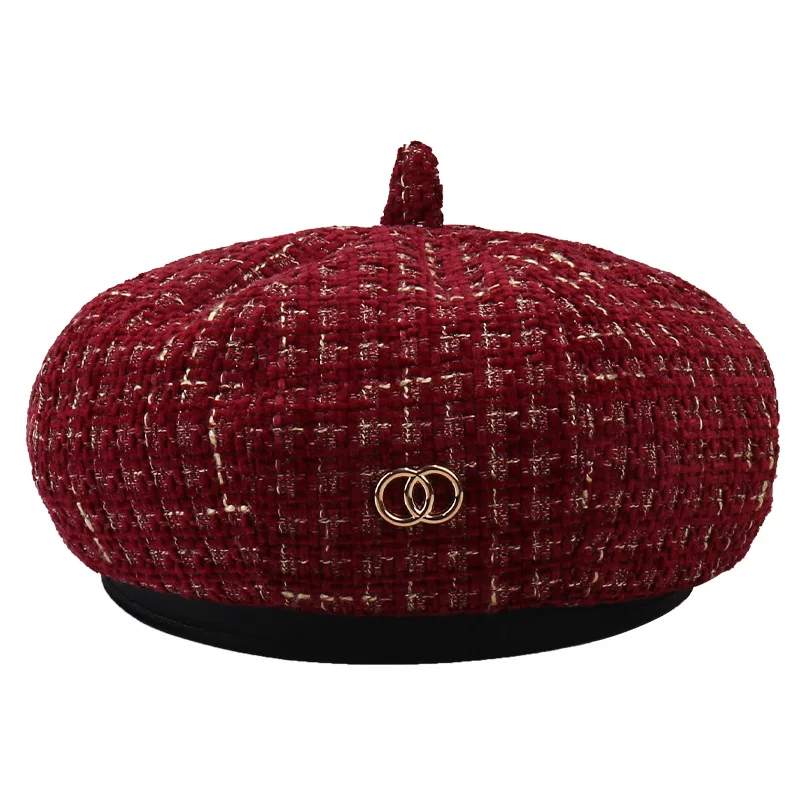 Newest Famous Hats Catalog Classic Designer Beret Luxury Elegant Grid Double C Hat Autumn Women Fashion Warm Octagonal Hat