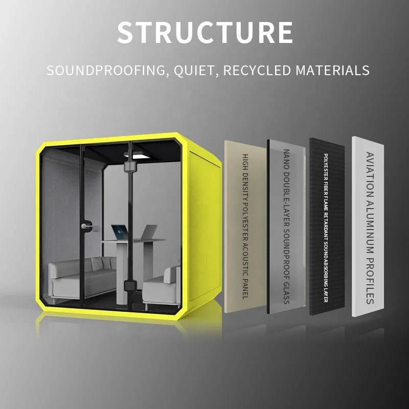 Fire Retardant B1 Ventilation System Commercial Office Booth Meeting Pod With Tv Desk Mobile  Office Pod Sofa Design