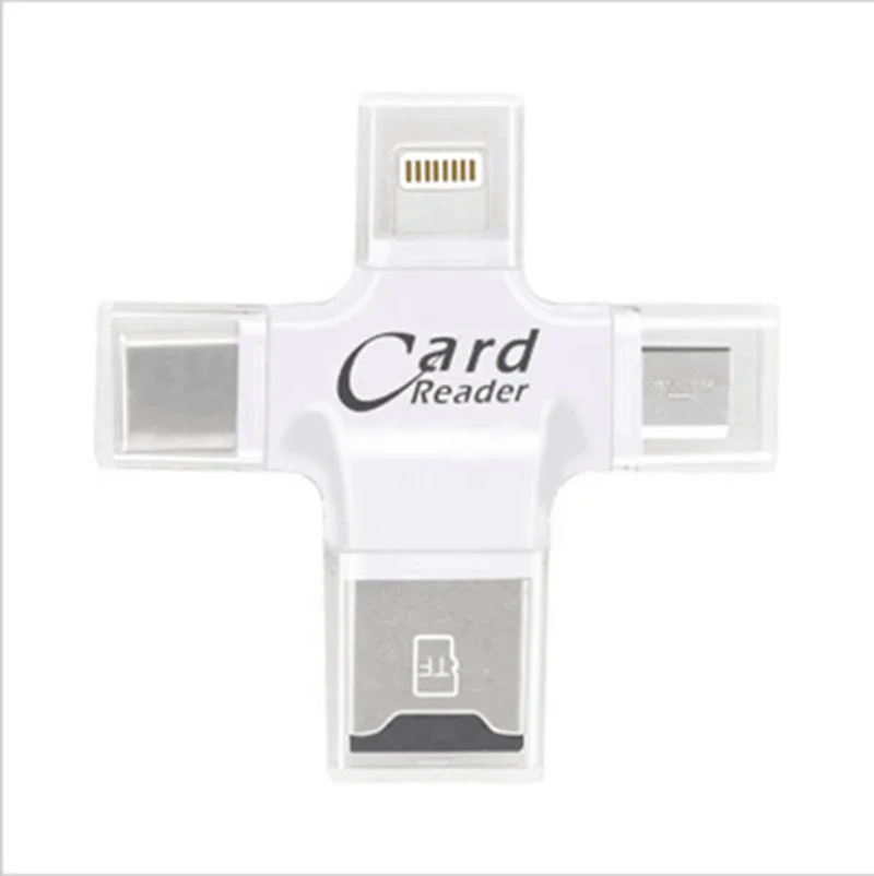 Бесплатный образец 4 в 1 Type-c Mini USB 2 0 устройство для чтения карт памяти OTG TF Card Writer
